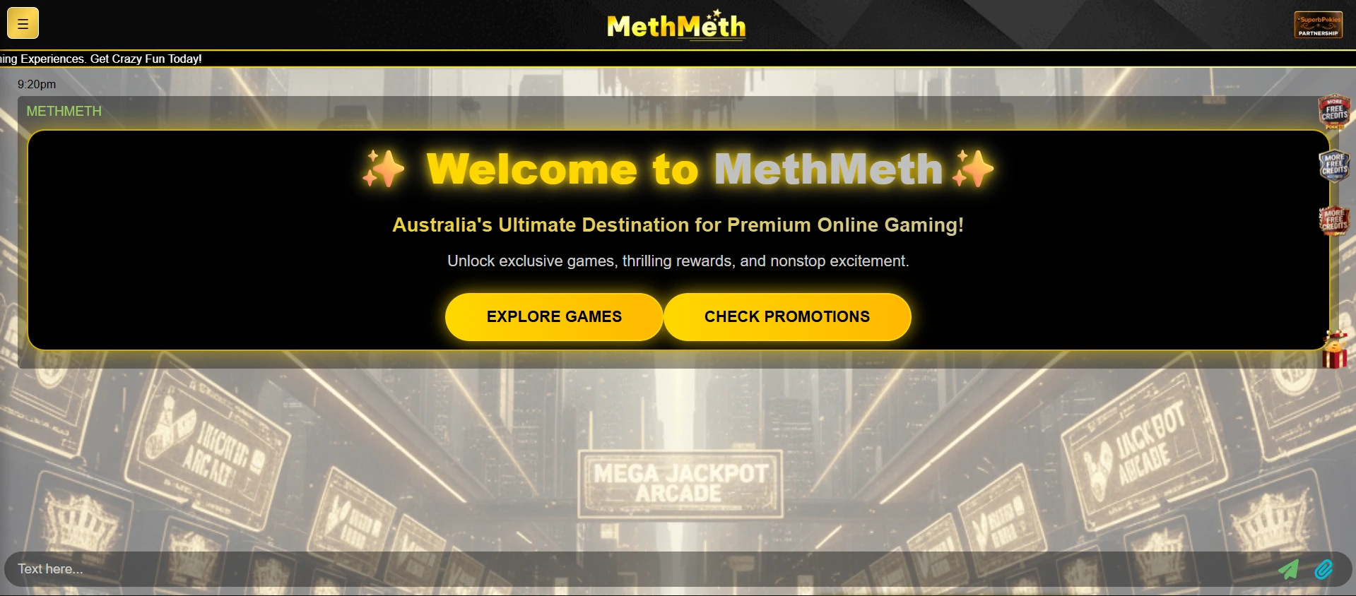 MethMeth support chat window