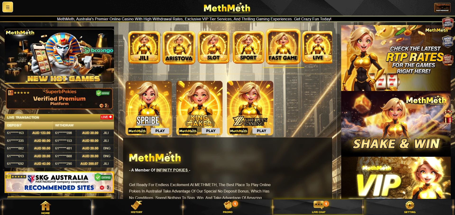 MethMeth home page as a new visitor sees it before registering